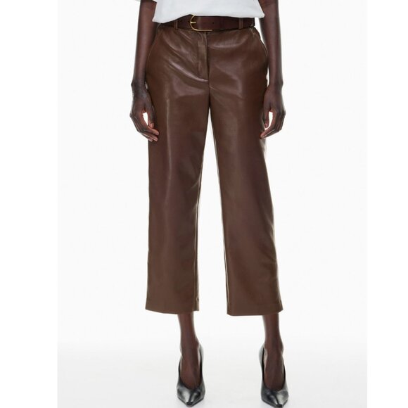 Aritzia Babaton Command Mid Rise Vegan Leather Pant In Coffee Bean Size 4 - Picture 1 of 10